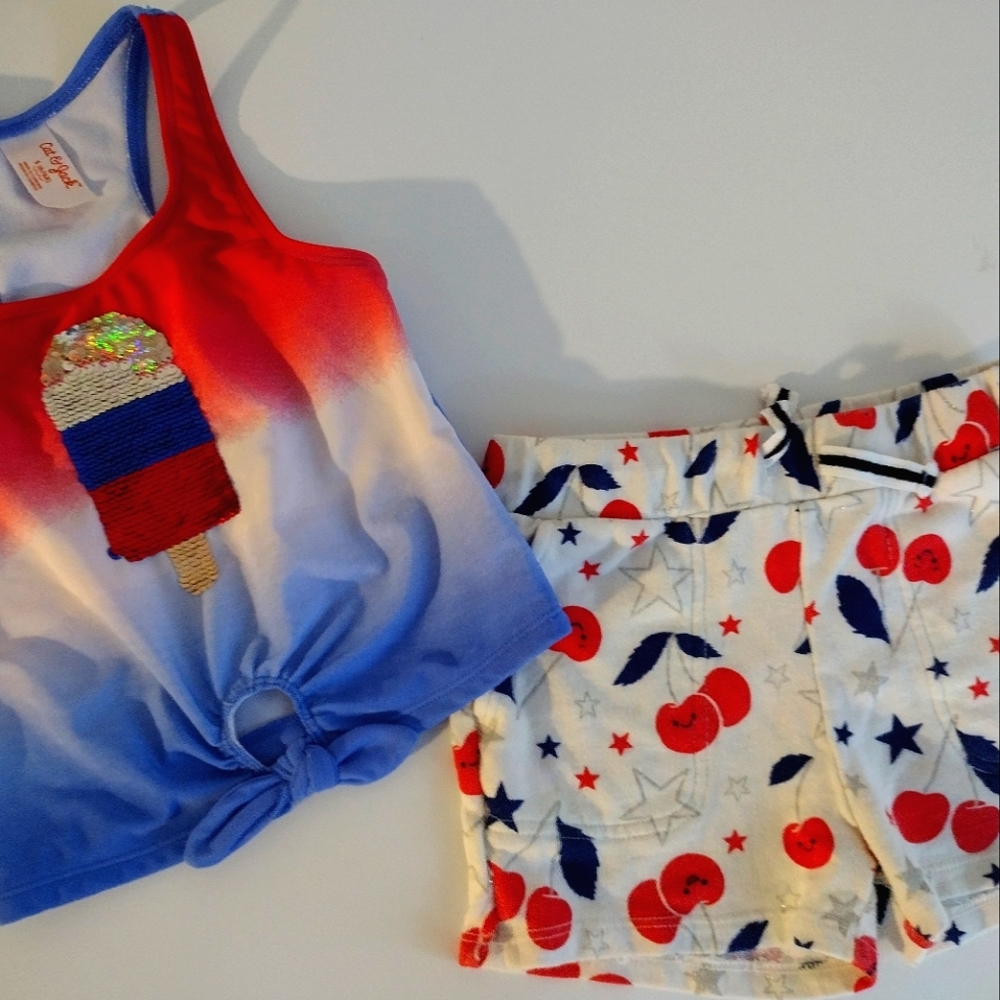Crewcuts July 4th Cherries Popsicle Top Girls